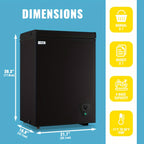 WANAI Chest Freezer 3.5 CU.FT Deep Freezer Compact Mini Freezer 7 Temperature Control Low Noise with Removable Basket for Dorm Apartment Home Kitchen