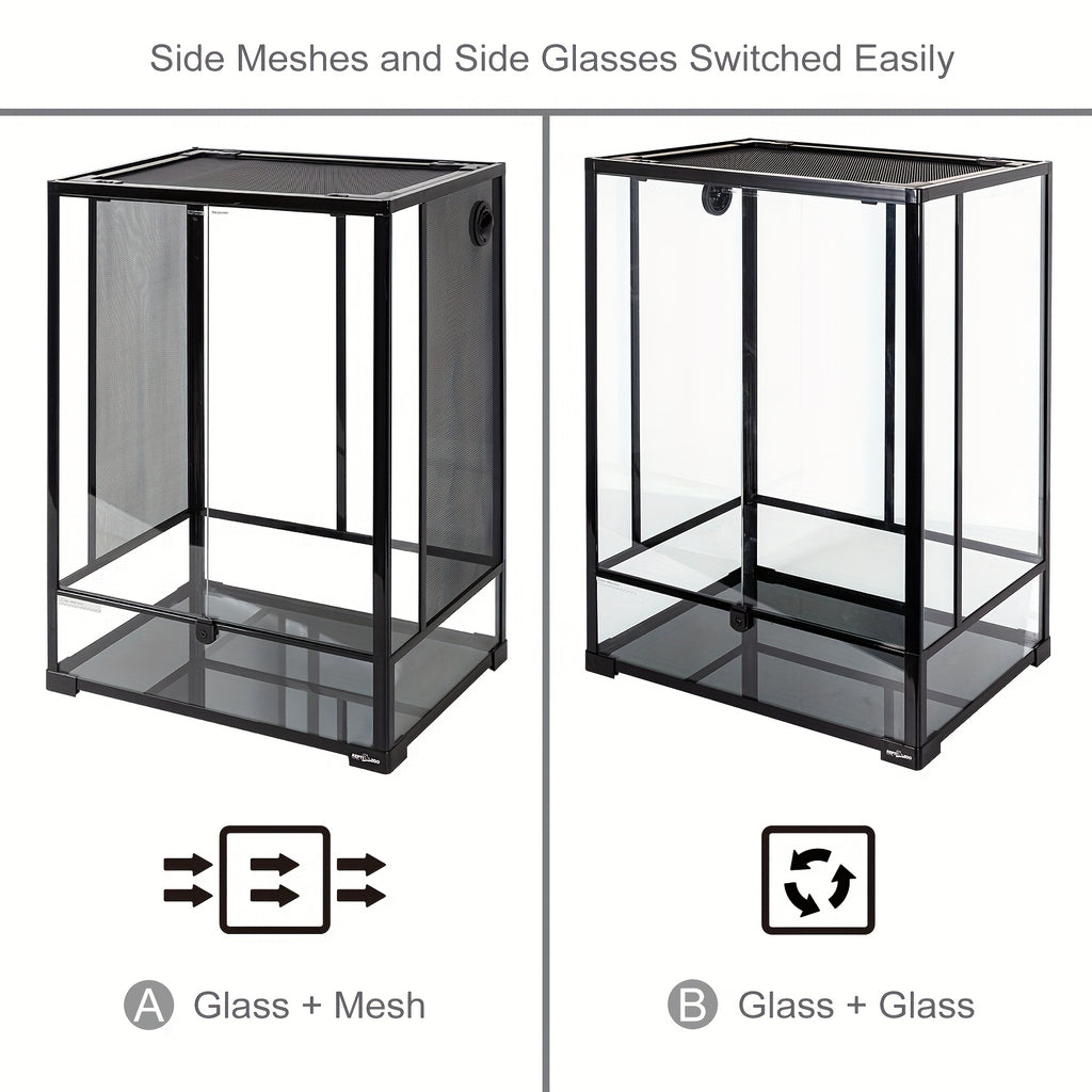 REPTILZOO 2 In 1 64 Gallon High Fresh Tempered Glass Reptile Terrarium 24 X 18 X36Inches