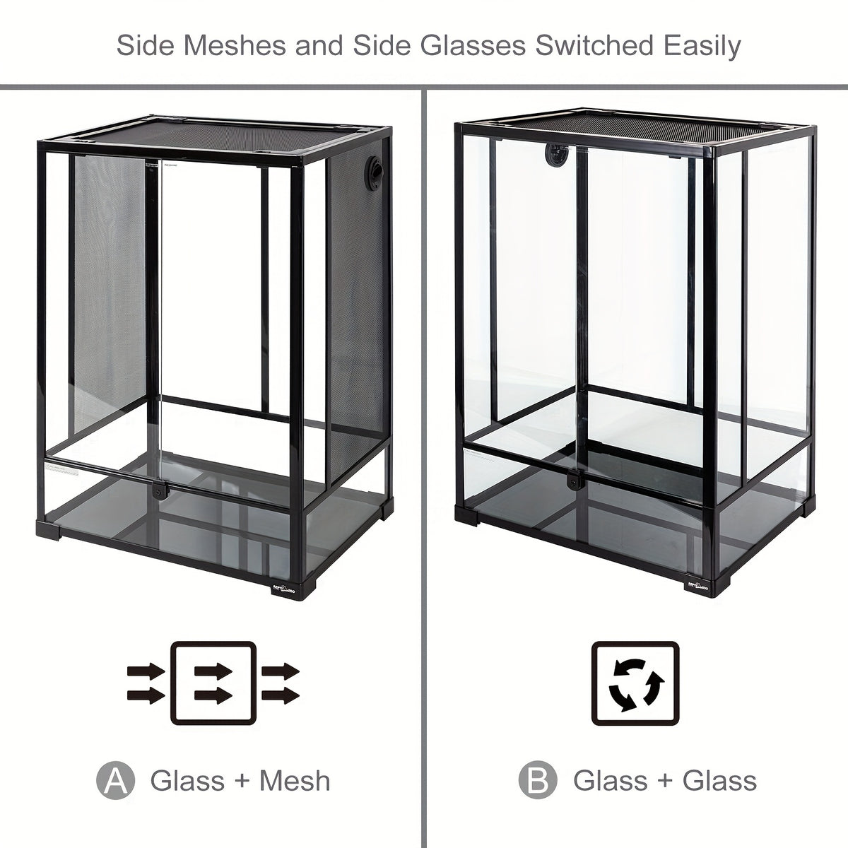 REPTILZOO 2 In 1 64 Gallon High Fresh Tempered Glass Reptile Terrarium 24 X 18 X36Inches