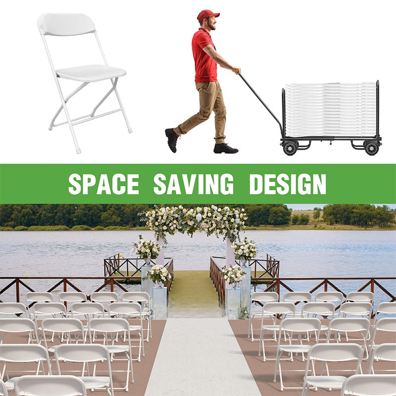 [Weddings And Gardens] 90/60/30/20/10 Pack Office White Plastic Folding Chairs Lightweight Folding Chairs, Indoor/Outdoor Folding Chairs, Portable Event Chairs Office Chairs, Conference Rooms, Weddings, And Gardens