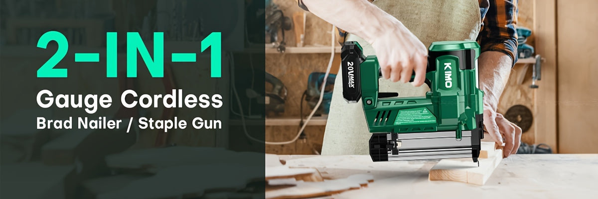 Cordless Brad Nailer and Stapler for Home Improvement and Woodworking, KIMO Battery-Powered Tool