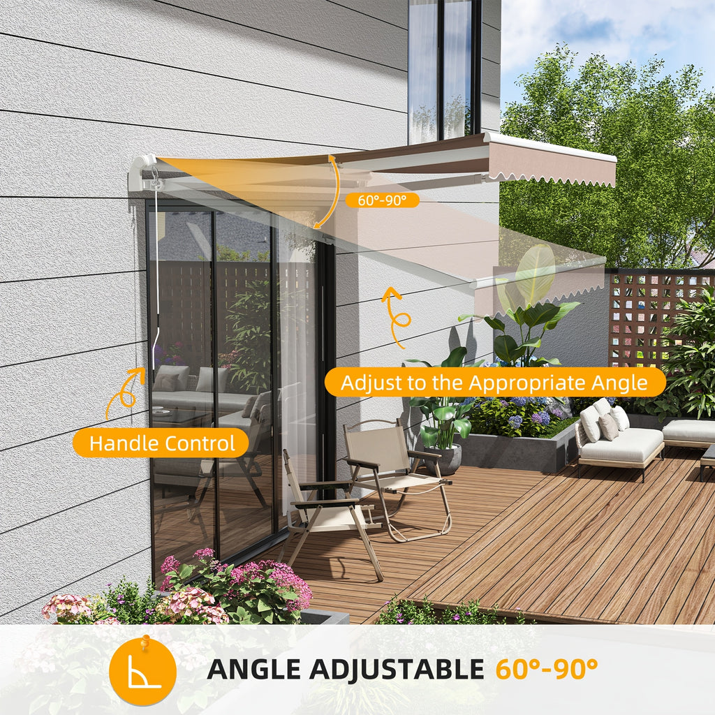 Patio Retractable Awning Sunshade Shelter Cover, Outdoor Patio Awnings for Shop, Restaurant, Cafe, Courtyard, Balcony