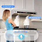 30/36-inch 900 CFM Smart Cabinet Range Hood, Four-speed Wind Control, Voice/gesture/touch Control, Low-noise Design, Stainless Steel + Tempered Glass, Dual Motor Power, Ultra-slim Body, Suitable for Modern Kitchens