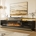 Fireplace Tv Stand with 36 Inch Fireplace, 70"/80" Modern Entertainment Center with LED Lights, Entertainment Center And Storage for Living Room