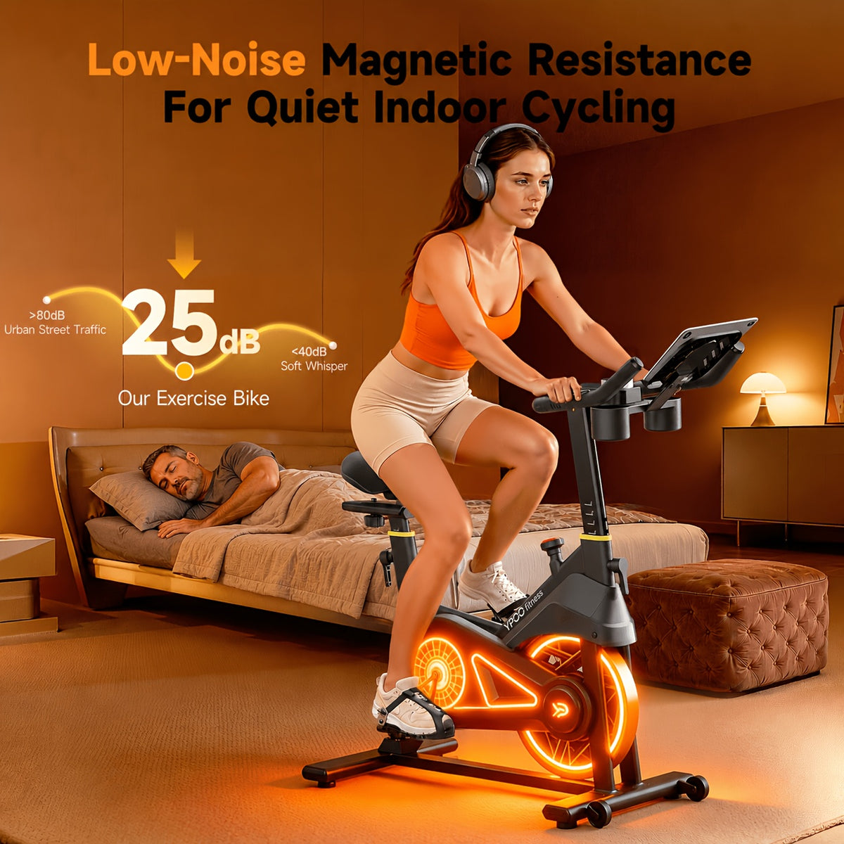 Exercise Bike Adjustable for Home Cardio Workout with 300 LBS Capacity, Comfortable Seat Cushion & Silent 25dB, Multi-level Adjustment Enables Measurement Of Heart Rate, Family Exercise Bike