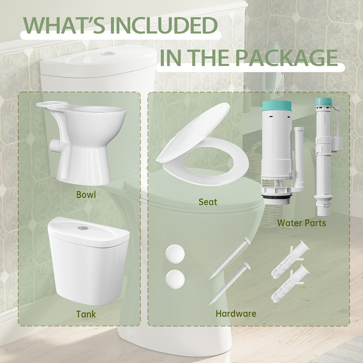 19'' High Rear Outle Toilet, Dual Flush 1/1.28 GPF, Round Rear Discharge with Soft Close Seat & Extension Pipe, Ideal for Seniors, Handicap & Tall Users