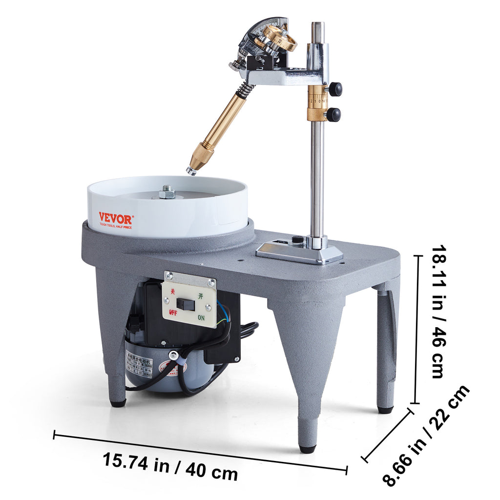 VEVOR Gem Faceting Machine, 180W 2800RPM Jade Grinding Polishing Machine, 110V Rock Polisher Jewel Angle Polisher with Faceted Manipulator and 1 Bag of Triangle Abrasive for Jewelry Polisher