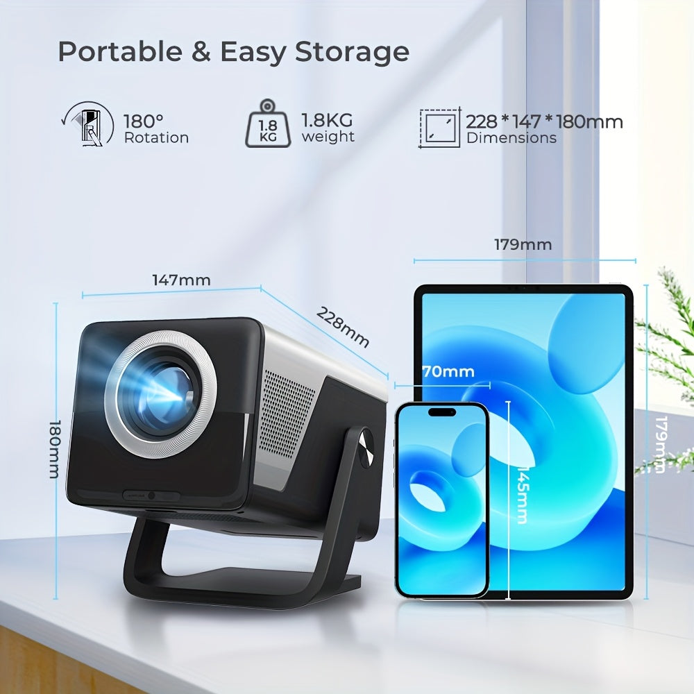 Full HD 1080P Smart Projector with 6 & BT 5.4, 1500 Lumens High Brightness, for TV/PS5/PC/TV Stick, Ceiling Mount Home Theater Projector, 200" Display, Auto Focus System, 110V/220V Dual Voltage (No Laser)