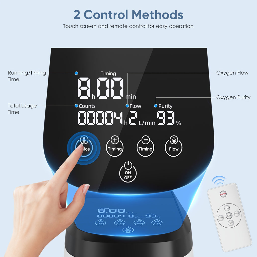 Household Continuous Oxygen Concentrator, Adjusatble/Stable Oxygen Generator For Home With Complete Accessories/Voice Control Function, ROG