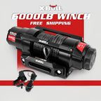 X-BULL New 12V DC 3000/5000/6000/13500Lb Electric Winch for Towing ATV/UTV, Boat, Off Road, Corded Control Recovery, Portable Synthetic Rope Electric Winch with Hawse Fairlead