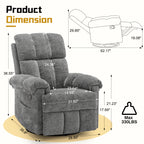 Living Room Single Chair, 360° Swivel Rocking Chair, Manual Rocking Chair for Small Spaces, Rocking Chair with Side Pockets And Armrest Storage, Deep Seat Cushion And Plush Backrest, Chenille Fabric, a Recliner Suitable for The Living Room
