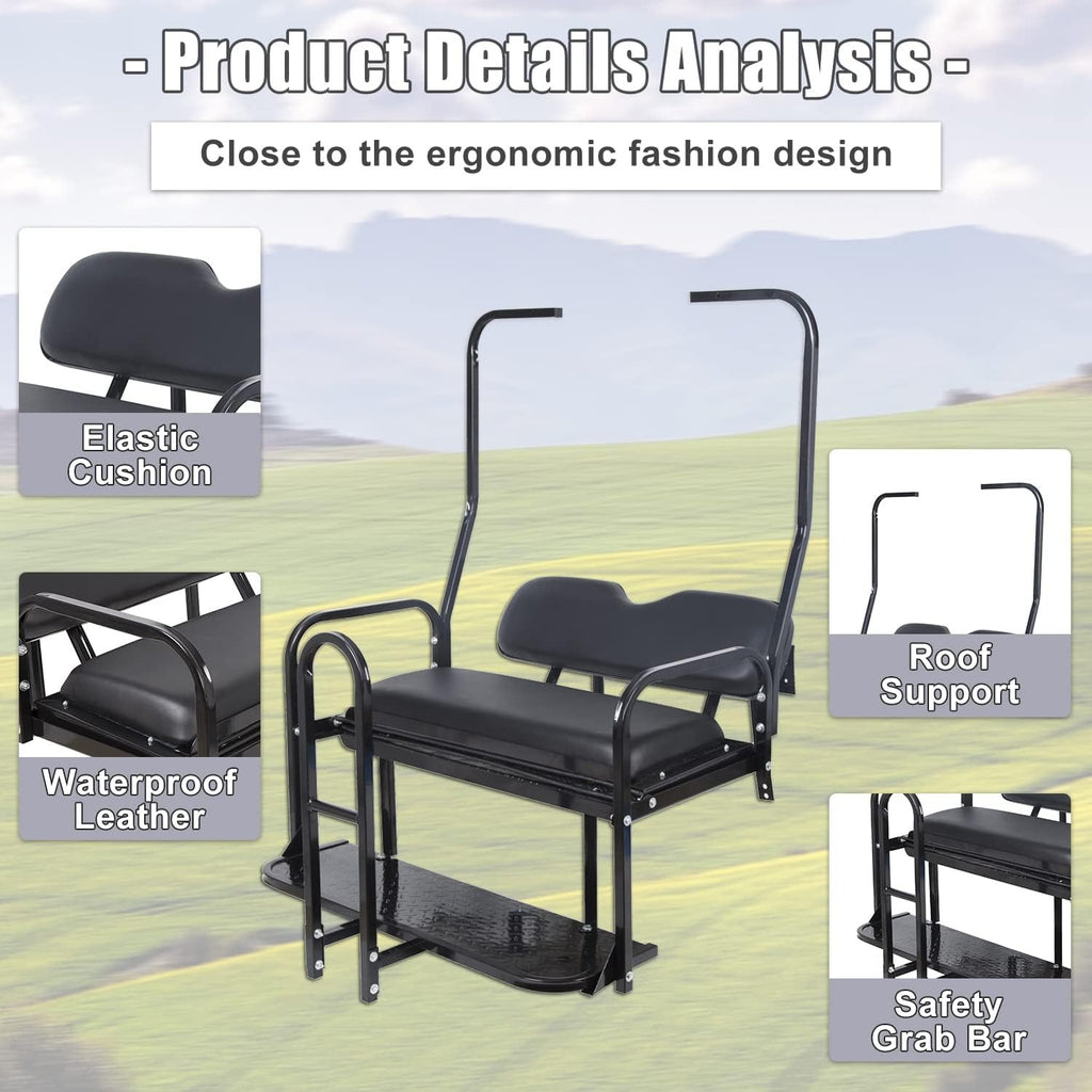 For 1982-2000 Club Car DS Golf Cart Flip Folding Rear Back Seat Kit w Grab Bar