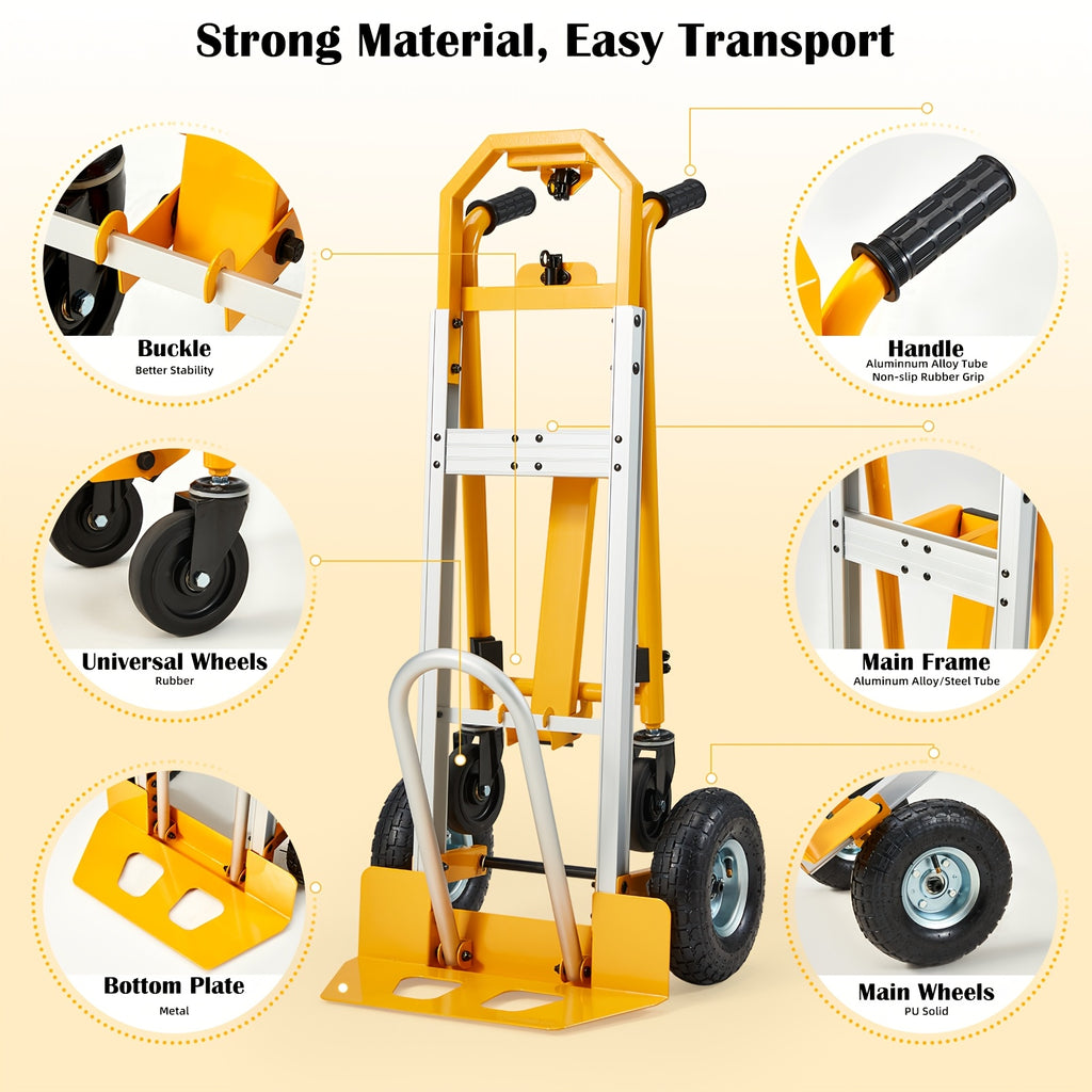 [Heavy Duty Folding Truck] Danrelax 4-In-1 Heavy Duty Folding Hand Truck 1000 Lbs Capacity, Convertible Cart And Platform Dolly, Lightweight Heavy Duty Moving Truck for Warehouse, Garage, Travel, Delivery