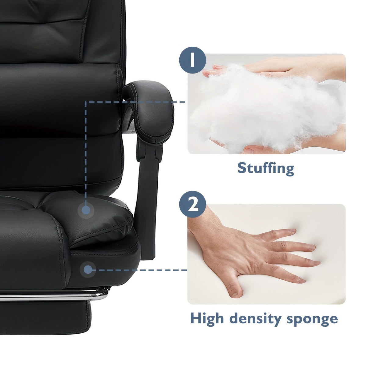 7-Point Massage Executive Office Chair with Massage And Footrest Reclining Computer Chair with High Back Soft Leather Home Office Desk Chair