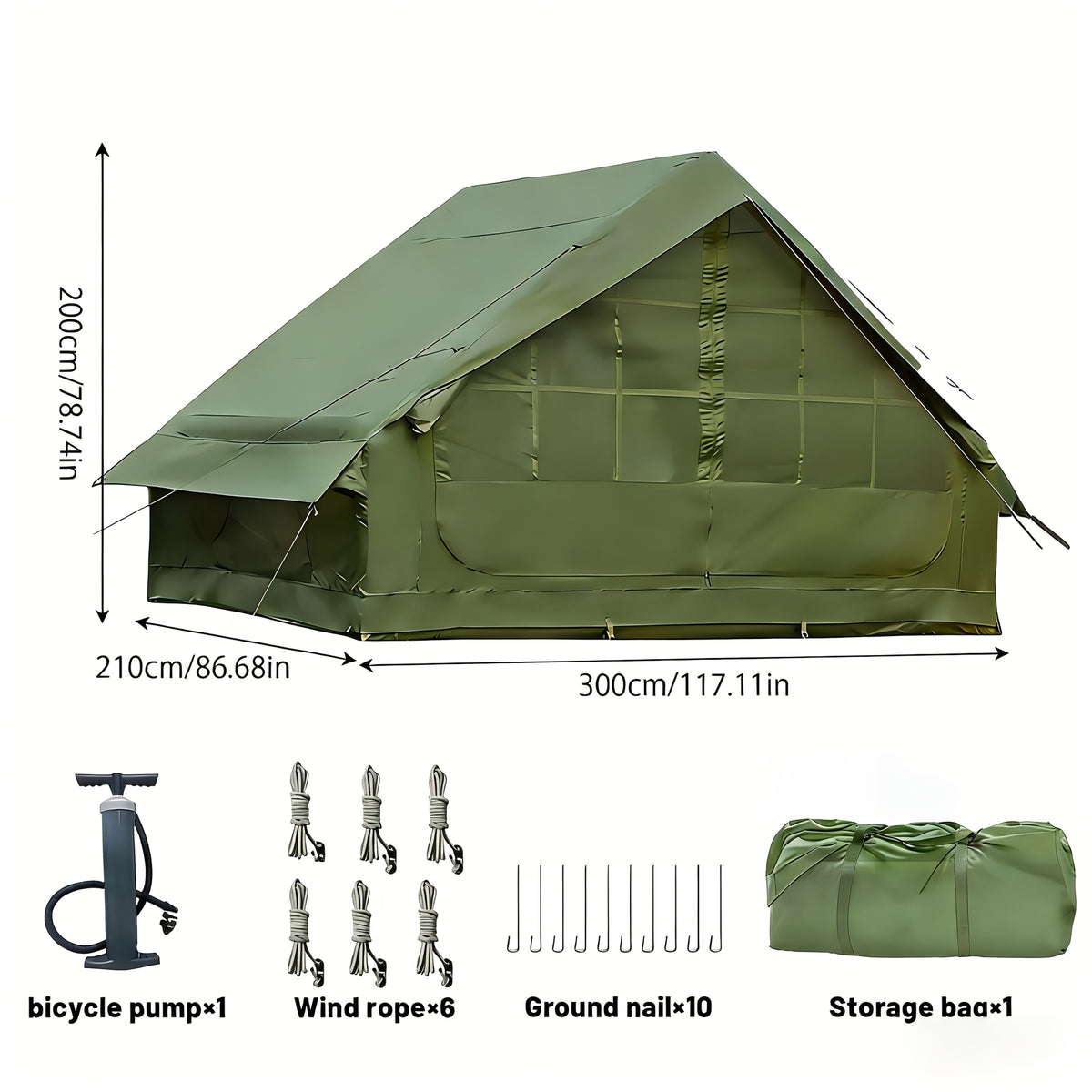 Inflatable Camping Tent for 4–6 People by PAKICETUS with Breathable Mesh and Manual-Pump Setup