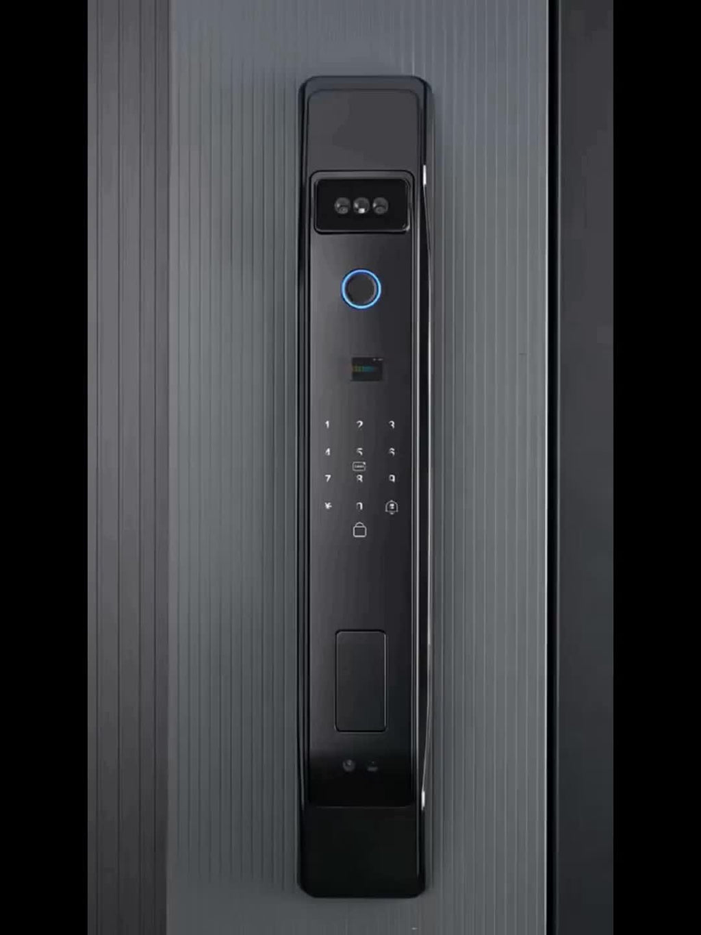 Modern AI Smart Lock with 3D Facial & Fingerprint/Palm Vein Biometric Entry, Keyless Door Lock Suitable for Home/Office, Remote Video Intercom System, Mobile App, Password/Key Entry, Smart Door Lock for Apartments