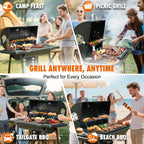 Charcoal BBQ Grills Outdoor - Barrel Charcoal Grill with Offset Smoker(Model: L)/ Outdoor BBQ Grill with Side Table(Model:M/XL-A/XL-C)for Backyard, Patio, Parties, Camping, Outdoor Cooking, Large Event Gathering, Black
