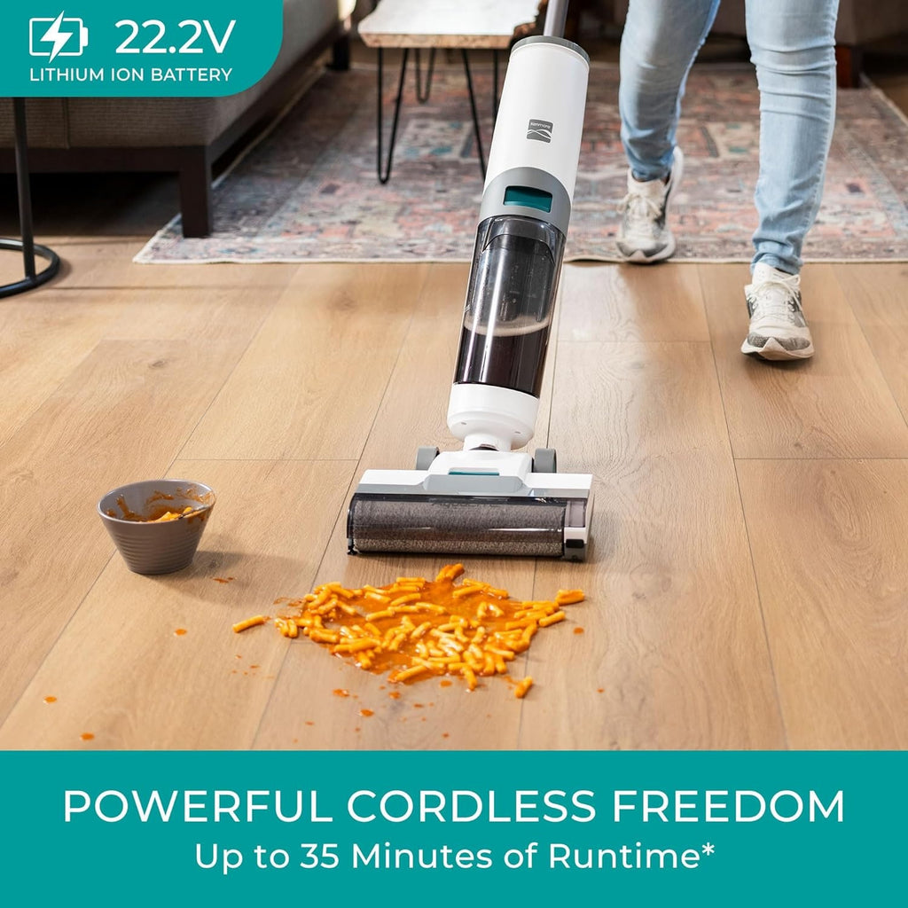 [3-in-1 Self-Cleaning Mop] Kenmore AquaLite 3-in-1 Cordless Wet Vacuum 8kPa Hard Floor Cleaner with Automatic Air-Drying, 35mins Runtime & One Edge Self-Cleaning Mop 0.8L Capacity for Multi-Surface And Messes, White