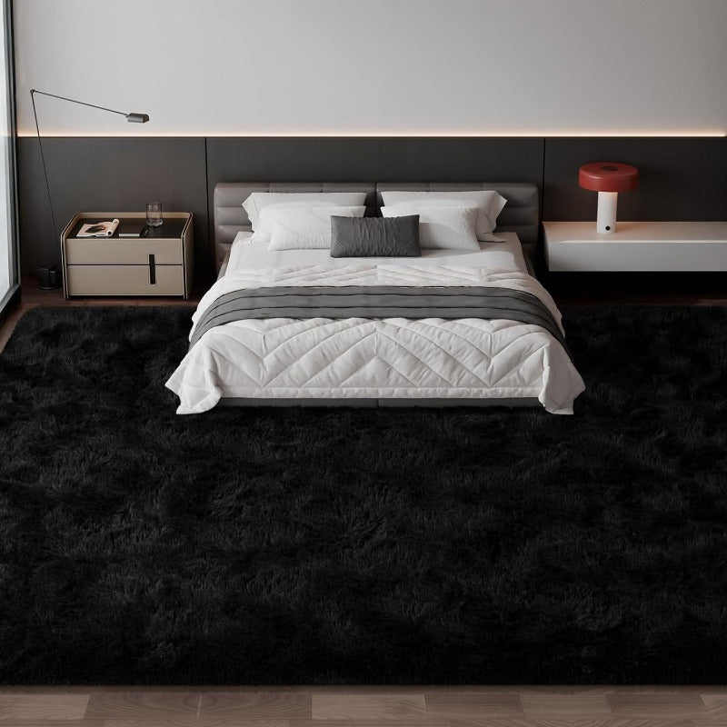 10x14ft Extra Soft Plush Rug - Modern Tie-Dye Black Color, Non-Slip Backing Luxury Suitable for Living Room, Bedroom, Game Room - Thick Cushioned,, Christmas/Thanksgiving Gift