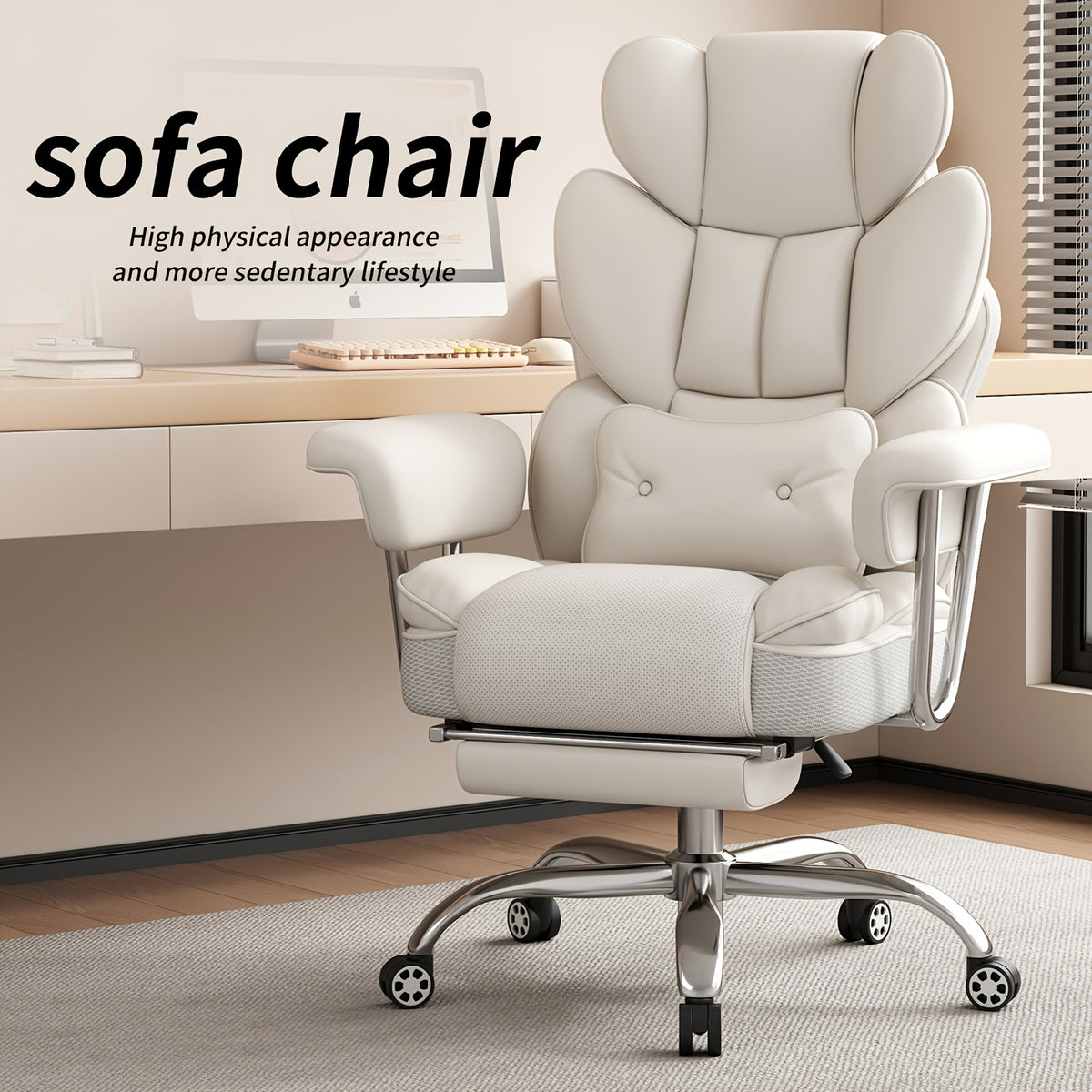 Executive Office Chair with Footrest — Oversized High-Back Recliner Rated to 500 lb for Home Desk Seating