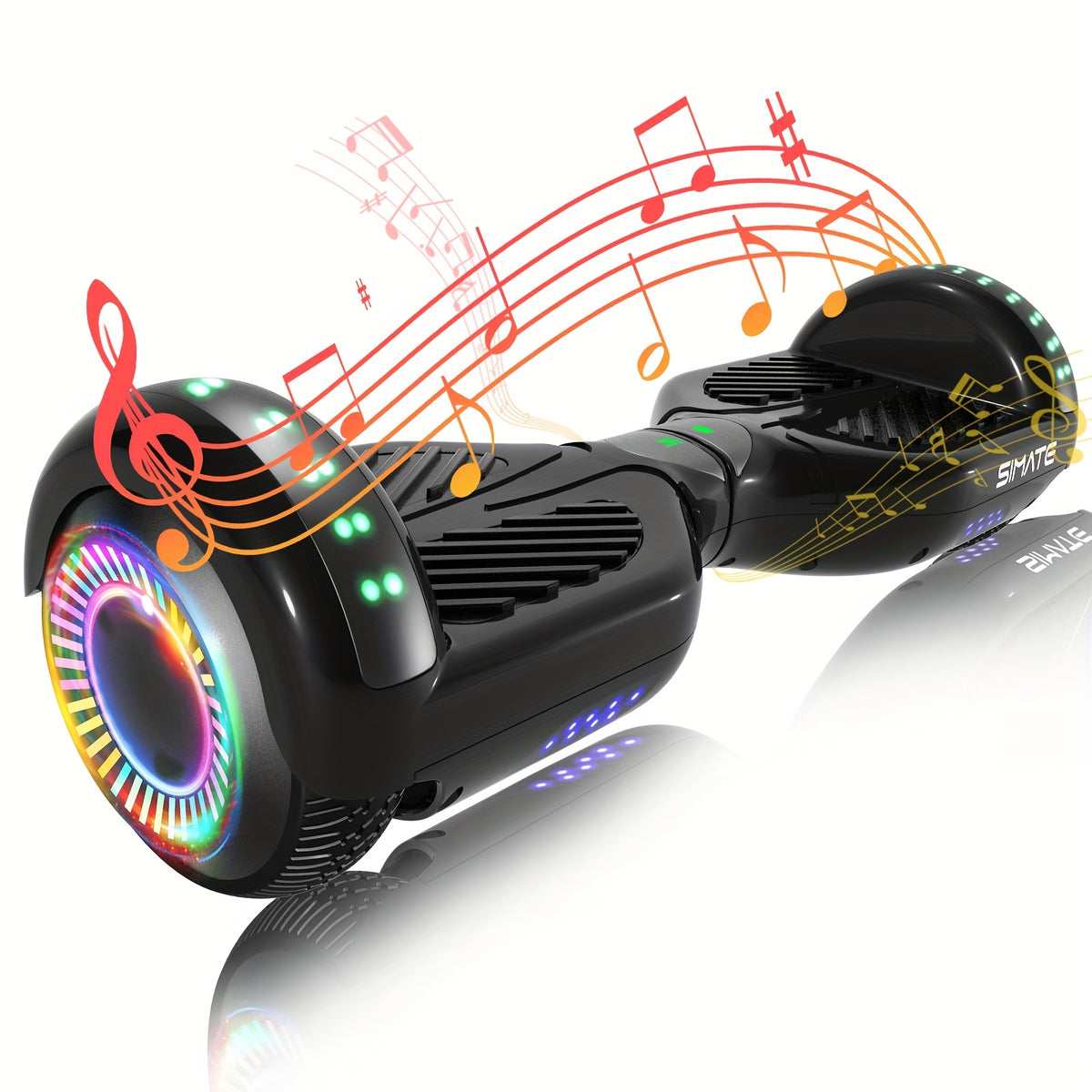SIMATE 6.5" Hoverboard for Kids, Colorful LED Lights, Self-Balance Technology, Gift for Children, Teenagers And Adults, Maximum Speed Up to 7.5mph, Maximum Range Of 7.5 Miles, 300W