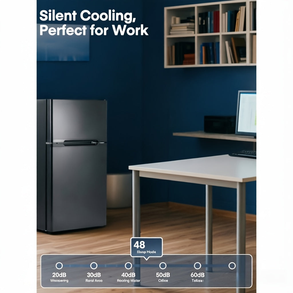 3.1 Cu.Ft Compact Mini Fridge, with Freezer, Compact Refrigerator with 2 Doors, Mini Fridge with Adjustable Removable Glass Shelves for Bedroom, Office, KitchenDorm Or Apartment