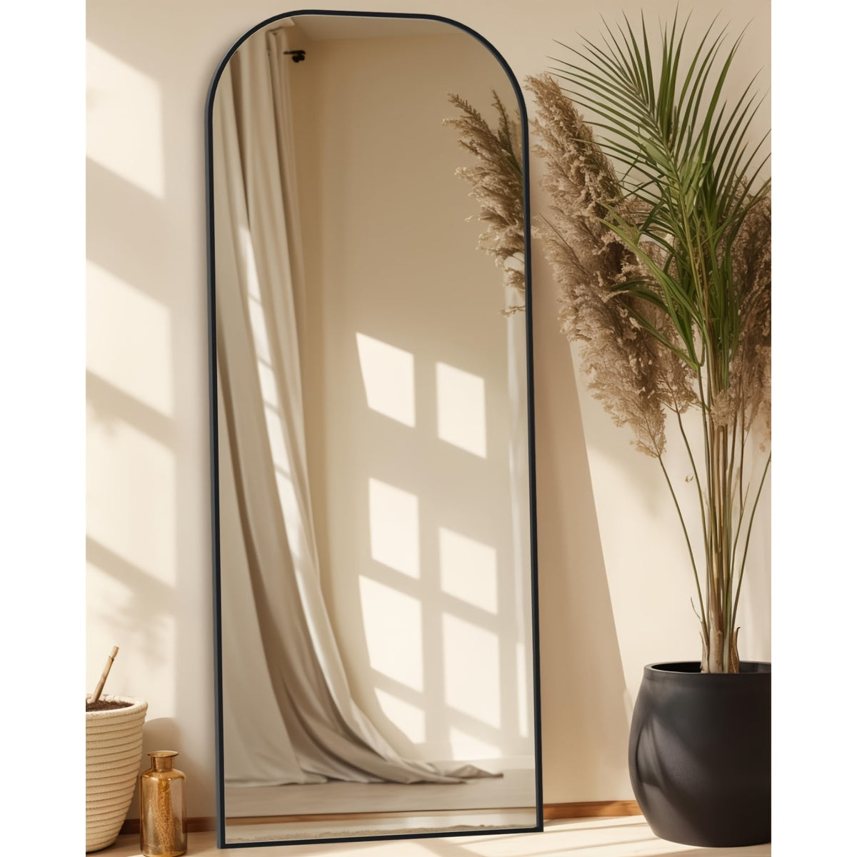 Arched Floor Mirror, Vintage-Inspired Full Length Reflection for Bedroom or Living Room Decor with Stand
