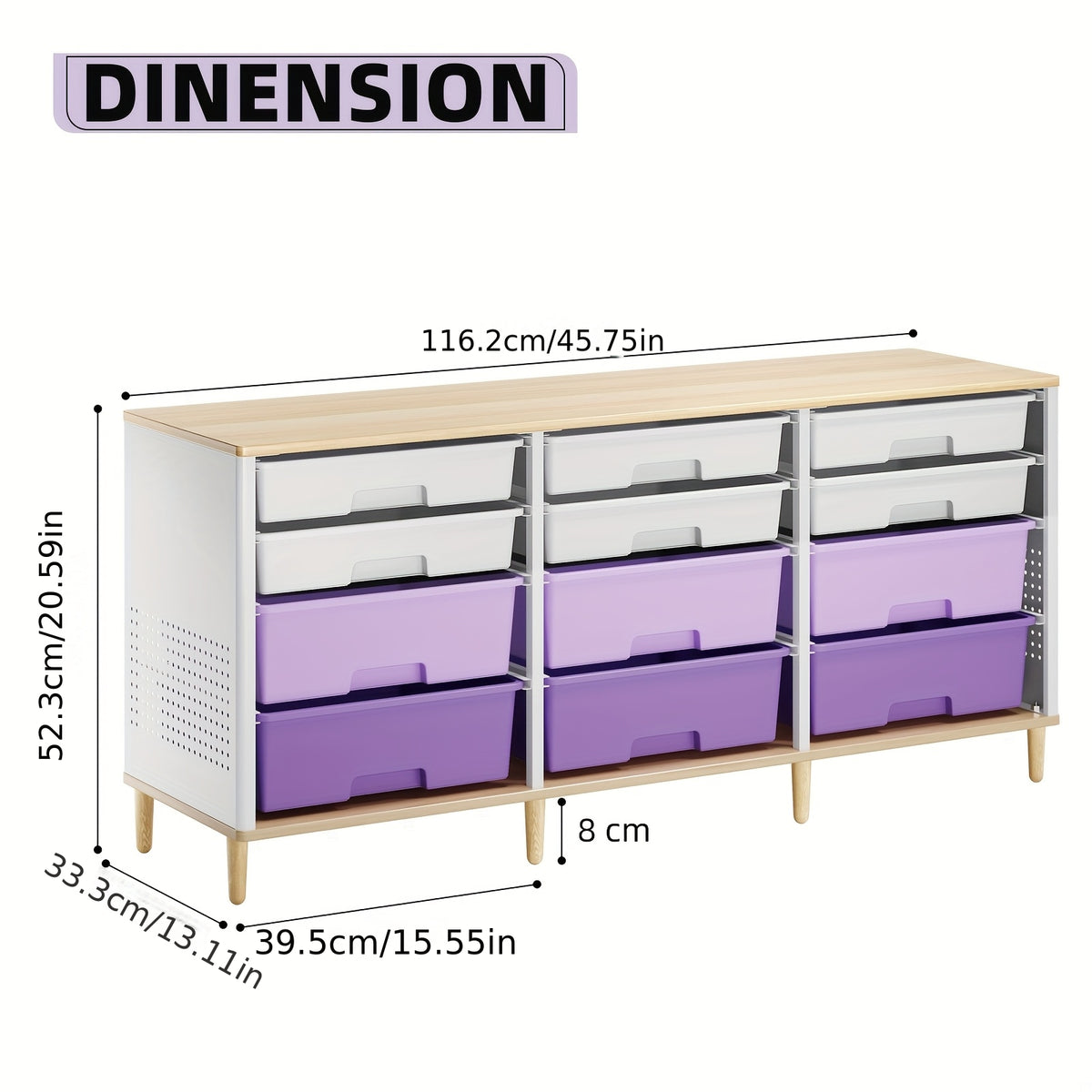 TOOLF 12 Drawer Storage Cabinet with Tabletop, Cube Organizer for Home & Office, Ideal for Living Room, Bedroom, Classroom, Playroom, And Craft Room, Storage Drawer Units