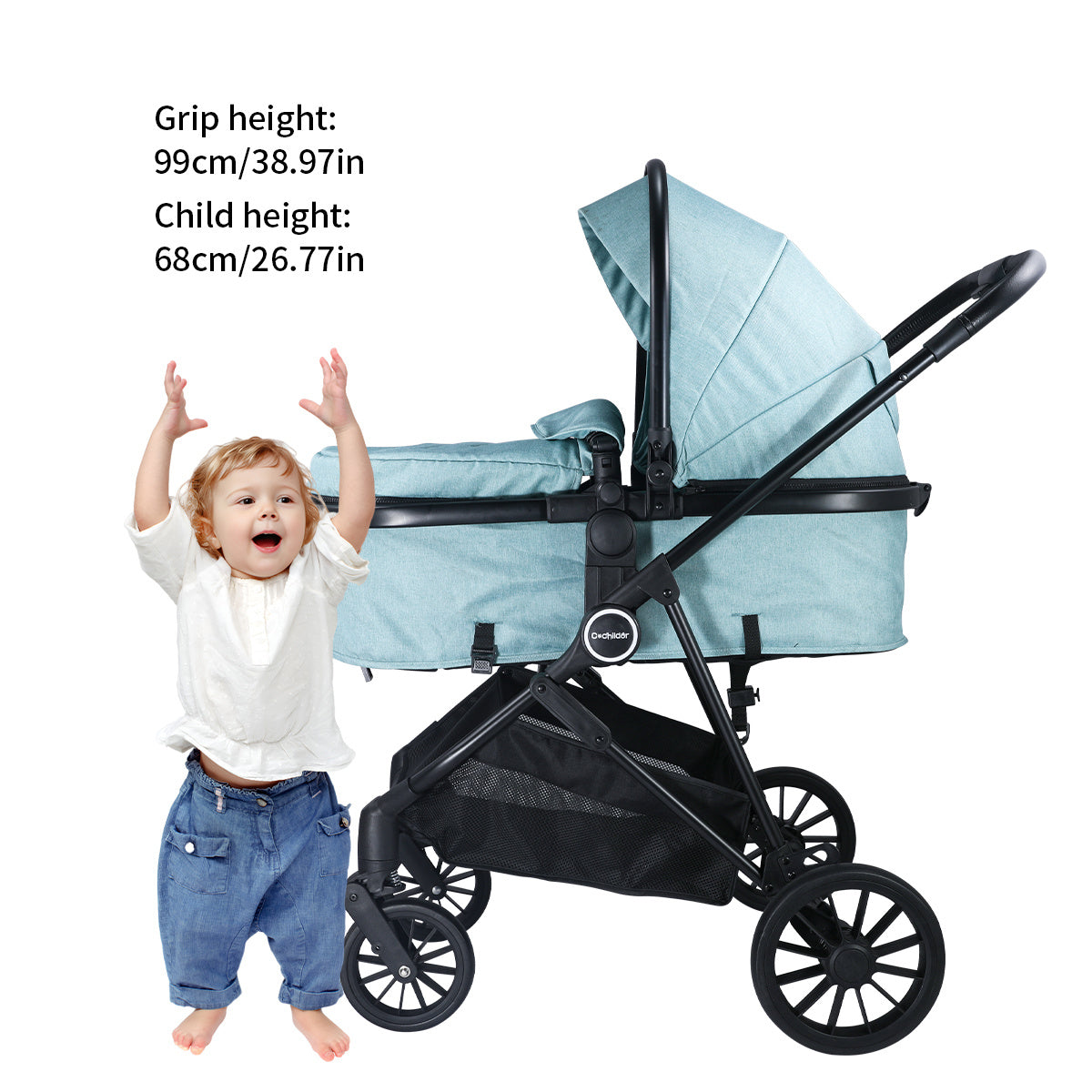 Cochildor 2-In-1 Convertible Foldable Infant Baby Stroller with Reversible Seat And Large Canopy, Mult Position Recline, Canopy with Pop Out Sun Visor And More Umbrella Stroller for Travel, Extra Storage, Spacious Seat, Removable Footmuff