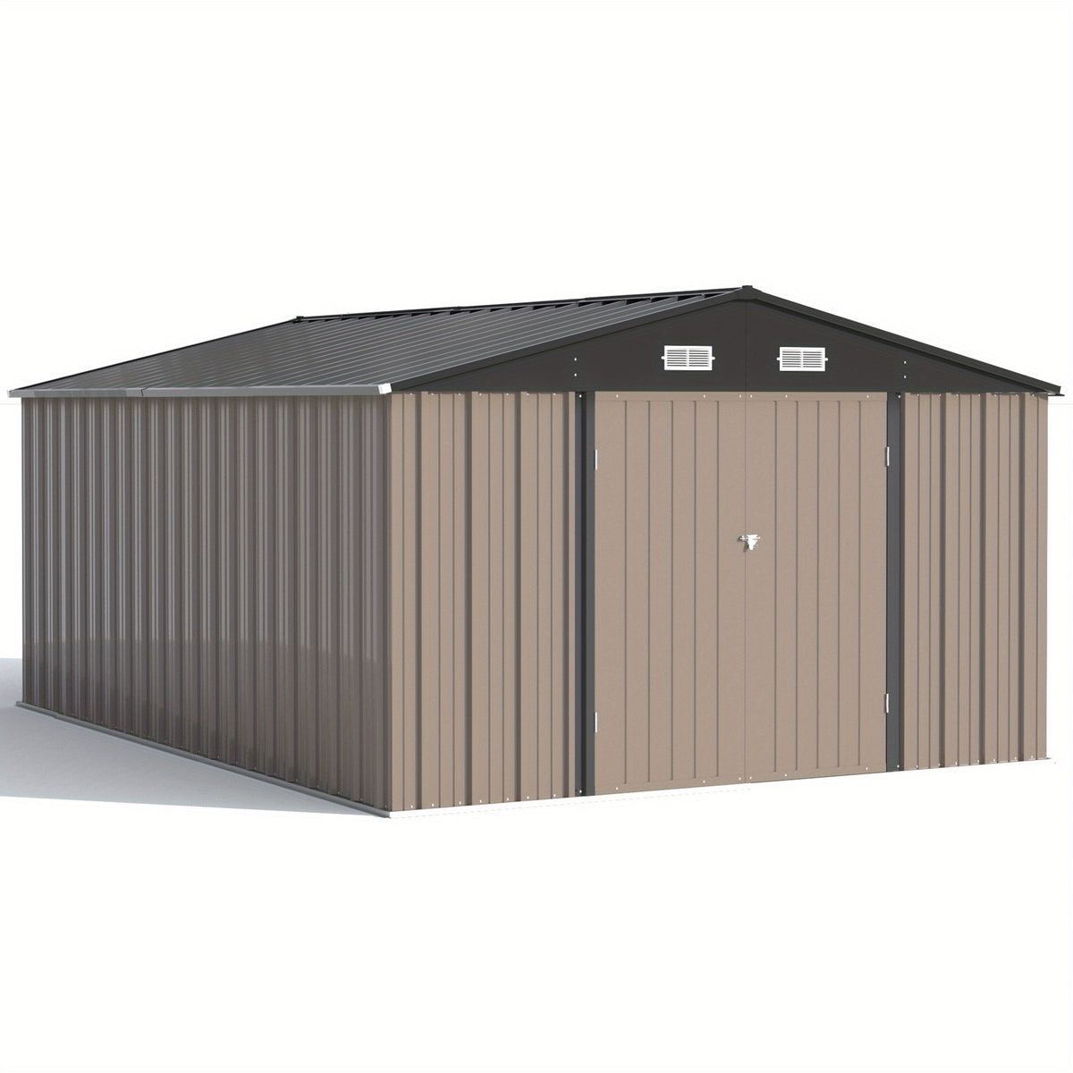 GUNJI Heavy-Duty 10X14 FT & 5X3 FT Metal Garden Shed With Double Hinged Large DoorSecure Tool Sheds & Backyard Organization For Outdoor Storage Solutions, Patio Storage, Garbage Can, Chicken Coop