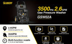 BLUBERY 3500 PSI Cold Water Gas Pressure Washer, 2.6 GPM Pressure Washer, 30Ft Pressure Hose, Black, Without Battery