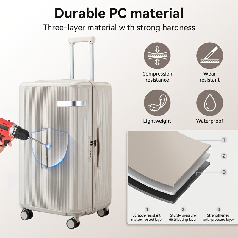 3pcs Luggage Set - Durable 3pcs Family Travel Trolley Suitcase Set, Large Capacity, Quiet Spinner Wheels, Luggage Set. 3pcs Set Combination "20-inch - 24-inch - 28-inch".