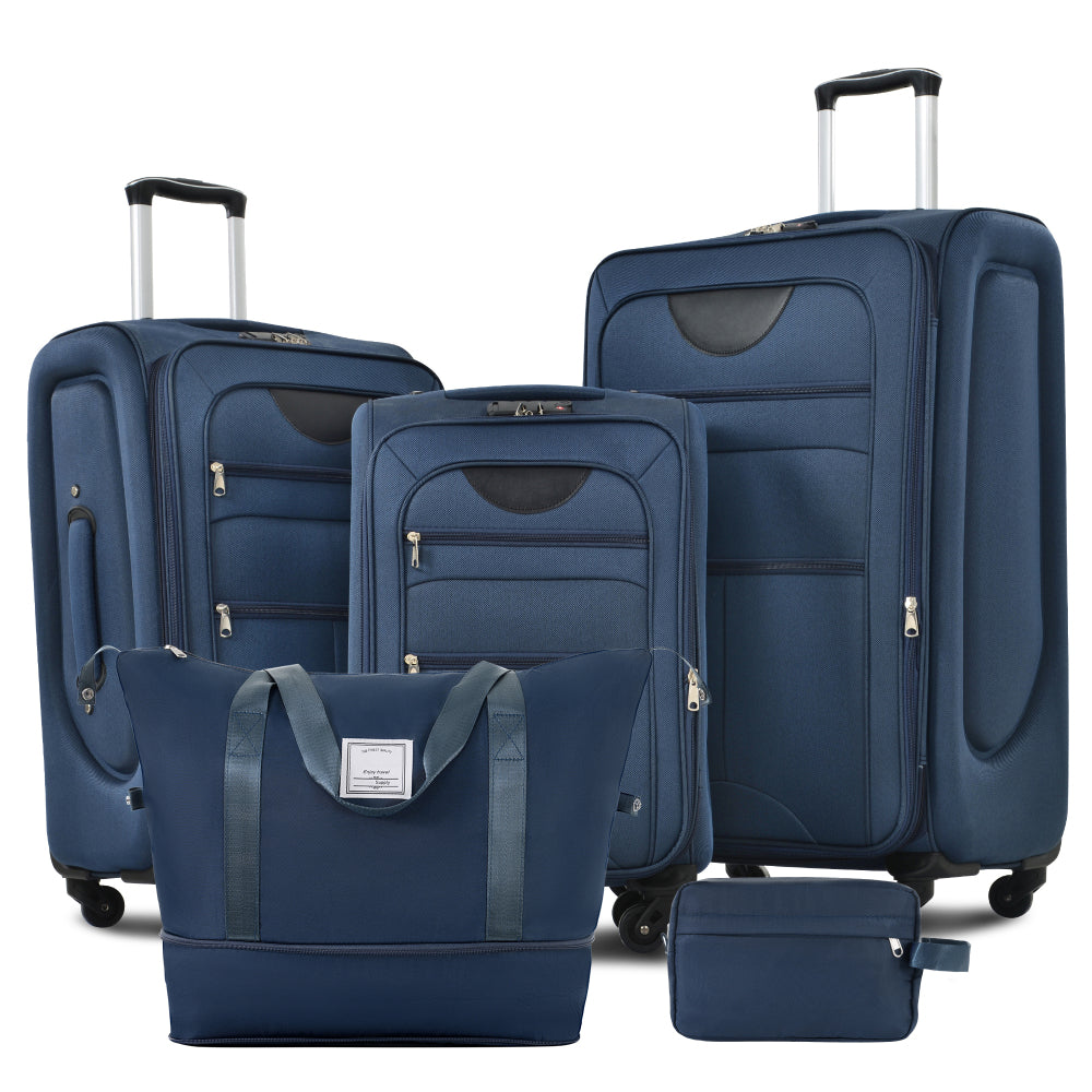 Suitcase Set Softside 3pcs Expandable Luggage with TSA Lock Spinner Wheels Lightweight Upright Luggage with Travel Bag, 22/ 26/ 30 IN