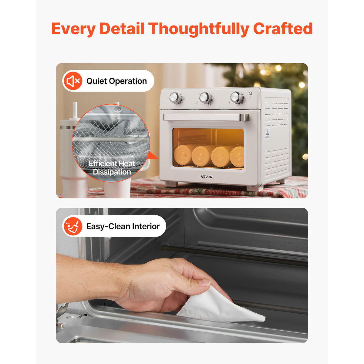 VEVOR Sublimation Oven Machine, 26 Qt, Fits 40oz Tumblers, Standard model / With 1 Heat Air Gun model, 50 Shrink Films, 1 Tape and 2 Heat Gloves, 360° Turbo Convection for Sublimation Blank Tumblers, Mugs, Bowls, Off-White