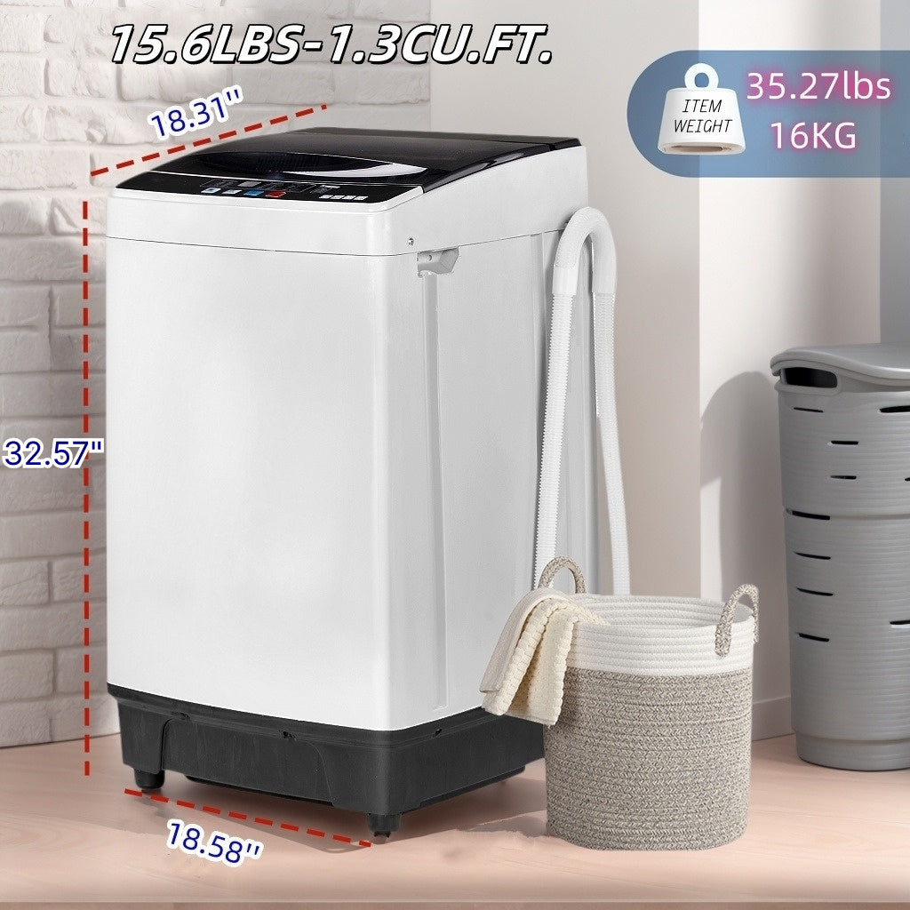 Full Automatic Washing Machine, 15.6/17.6/17.8/25Lbs Top Load Portable Washer with Drain Pump, 10 Wash Programs 8 Water Level Washer and Dryer Combo, 2 in 1 Washer and Dryer for Apartments, RV, Camping
