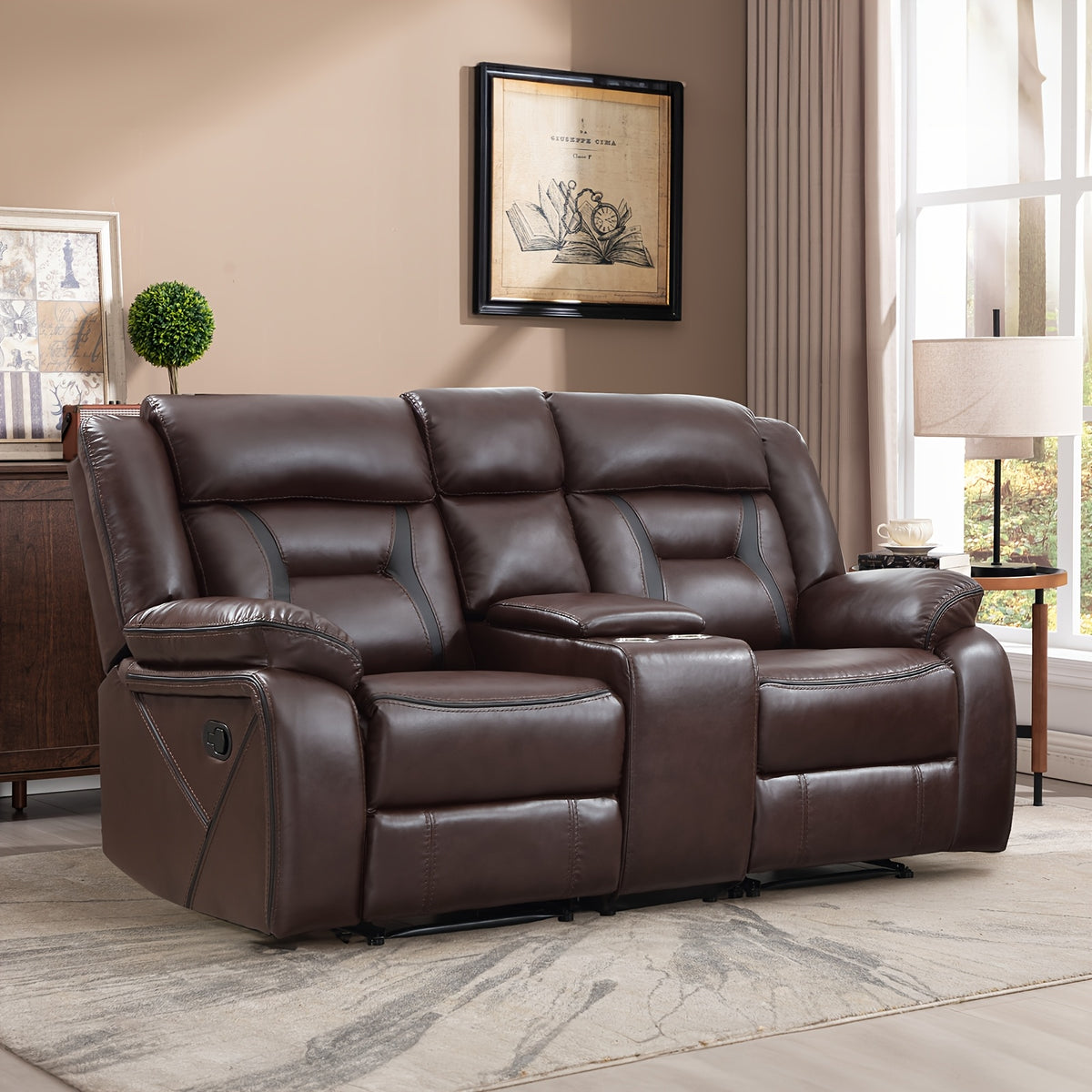 Faux Leather Manual Recliner Set: 3-Seat Sofa, Loveseat, Recliner Chair for Living Room And Meeting Room