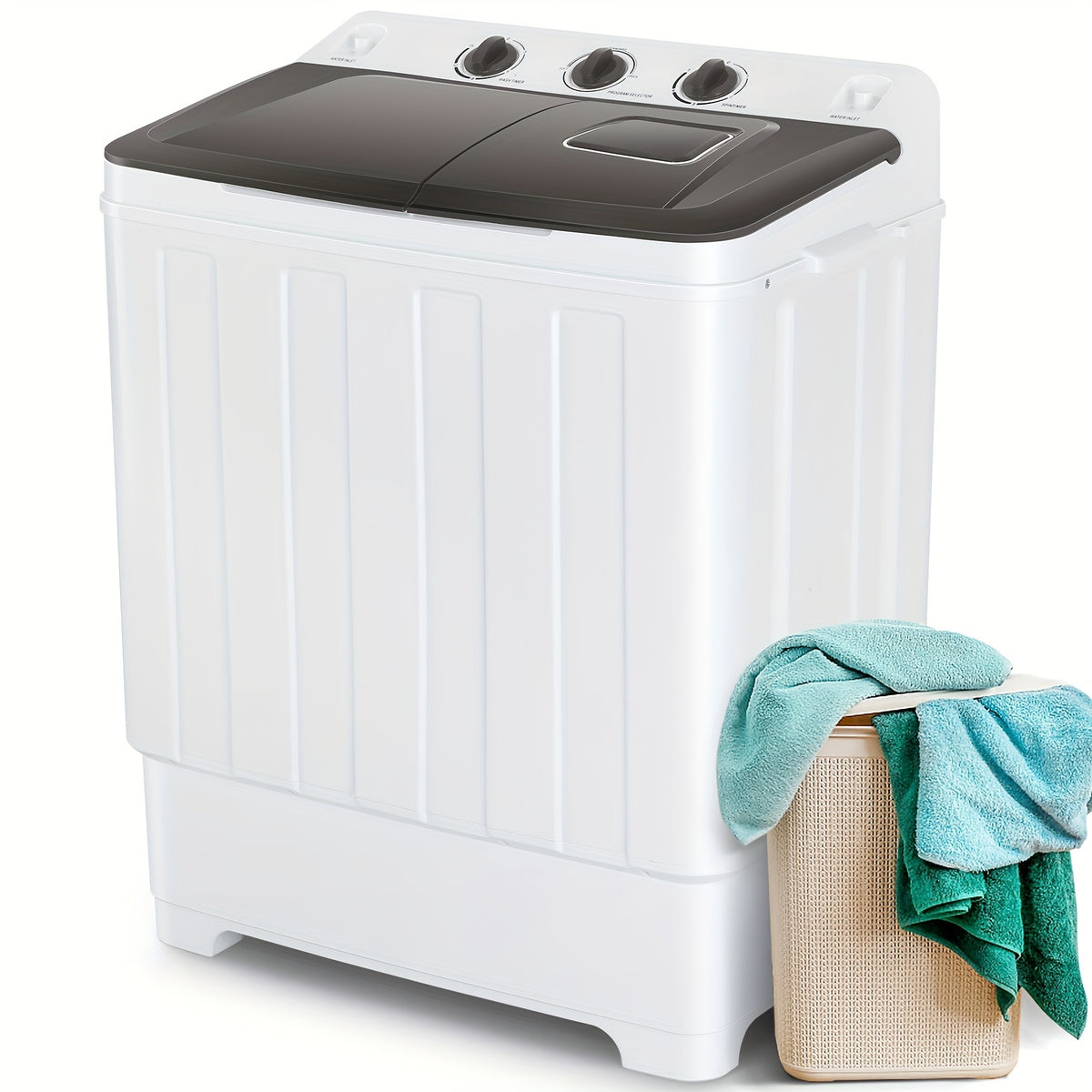 HOMDOX 30Lbs Portable Washing Machine, Twin Tub Laundry 2-In-1 Compact Washer Spinner Combo with 19Lbs Washer And 11Lbs Spinner Dryer for Apartments, Rvs, Dorms, Suitable for Family And Travel, Mother'S Day Gift, Father'S Day Gift