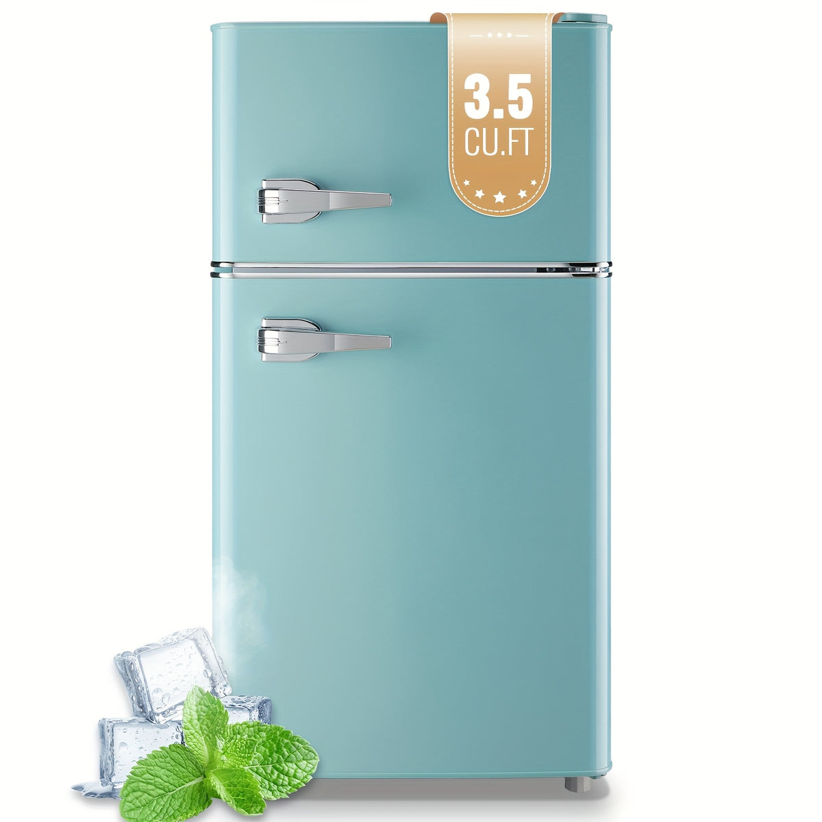 WANAI 3.5 CU.FT. Double Door Fridge with Freezer, Compact Mini Fridge, Featuring Adjustable Glass Shelves - Perfect Choice for Offices, Bedrooms, Dorms, & Apartments!