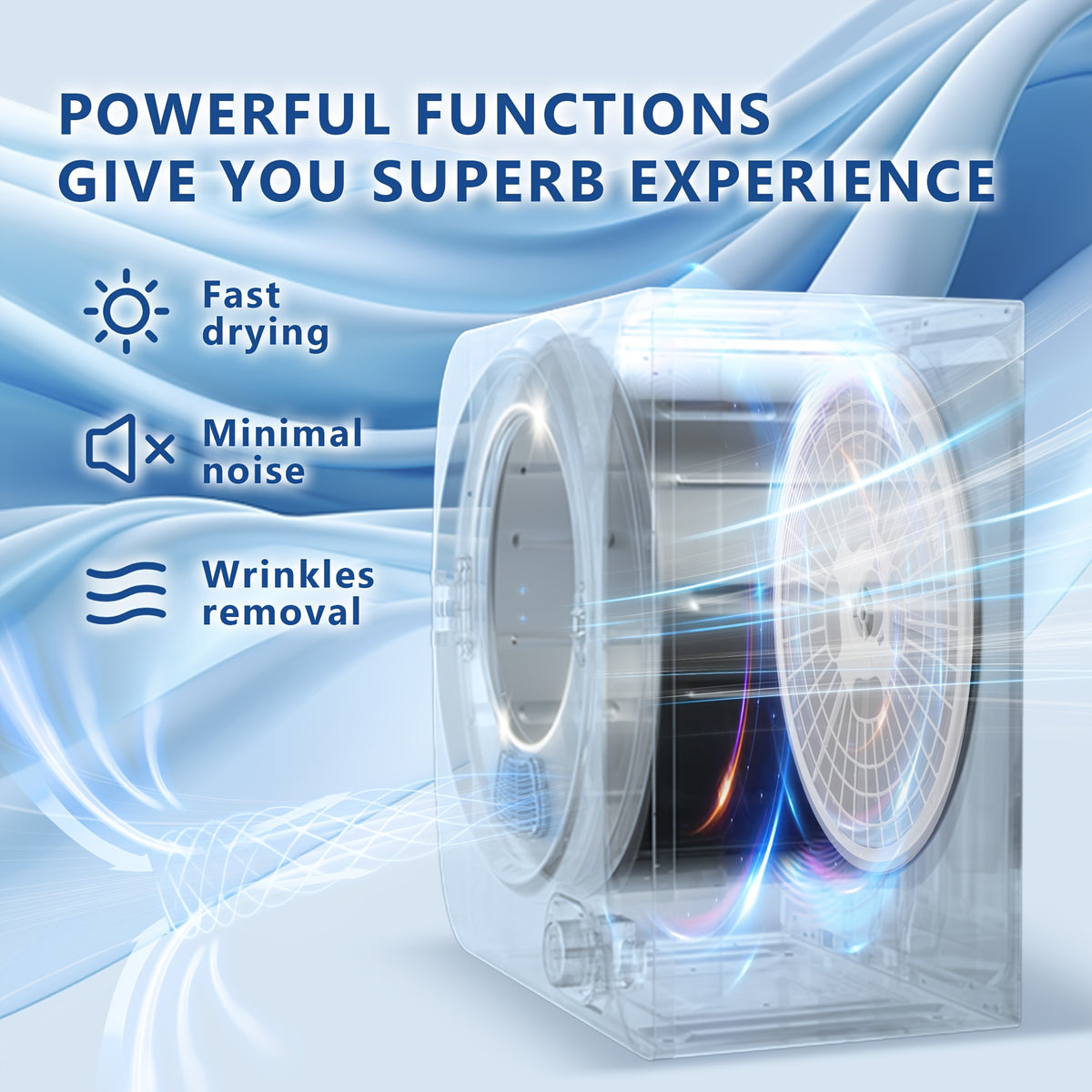 850W Compact Portable Clothes Dryer, 110V, 1.5/1.6/1.85/2.65Cu.ft Front Load with Stainless Steel Tub, Electric Laundry Drying Machine, Easy to Control, Perfect for Apartments, RVs, Dorms, In White.