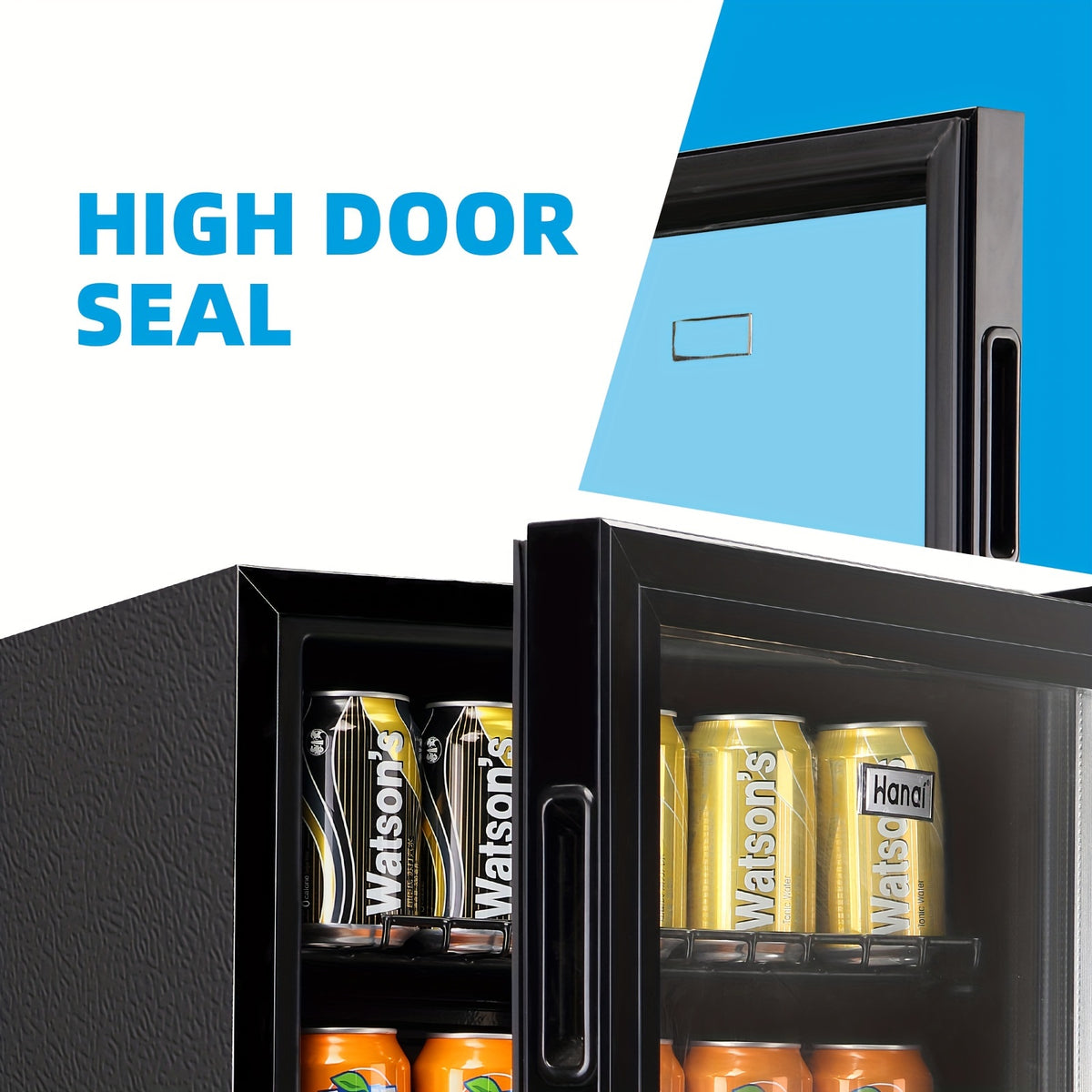 WANAI Mini Fridge Cooler 125Cans Beverage Refrigerator Glass Door Beverage Cooler for Beers Wine Juicer Cooler Adjustable Shelves LED Lights for Home, Office Or Bar