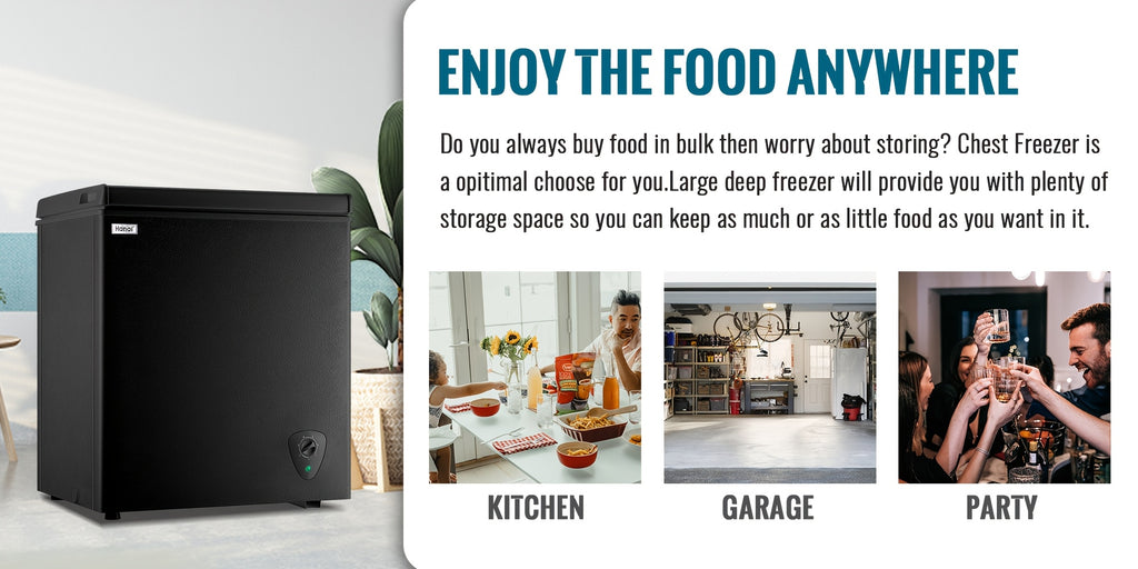 4.2 CU.FT. Compact Chest Freezer with 7 Adjustable Thermostat, Top Open Door Deep Freezer Compressor Cooling with Removable Storage Basket, Perfect for Home Office Dorm Or Apartment