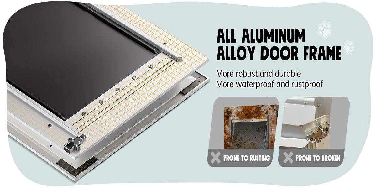 Extra Large Dog Door For Door All Aluminum Alloy 3 Flaps White, Heavy Duty XL Dog Door For Dogs, Large Pet Door, With Insulation Flap And Lockable Closing Panel, Durable Rust Resistant, For Pet Up To 220lbs