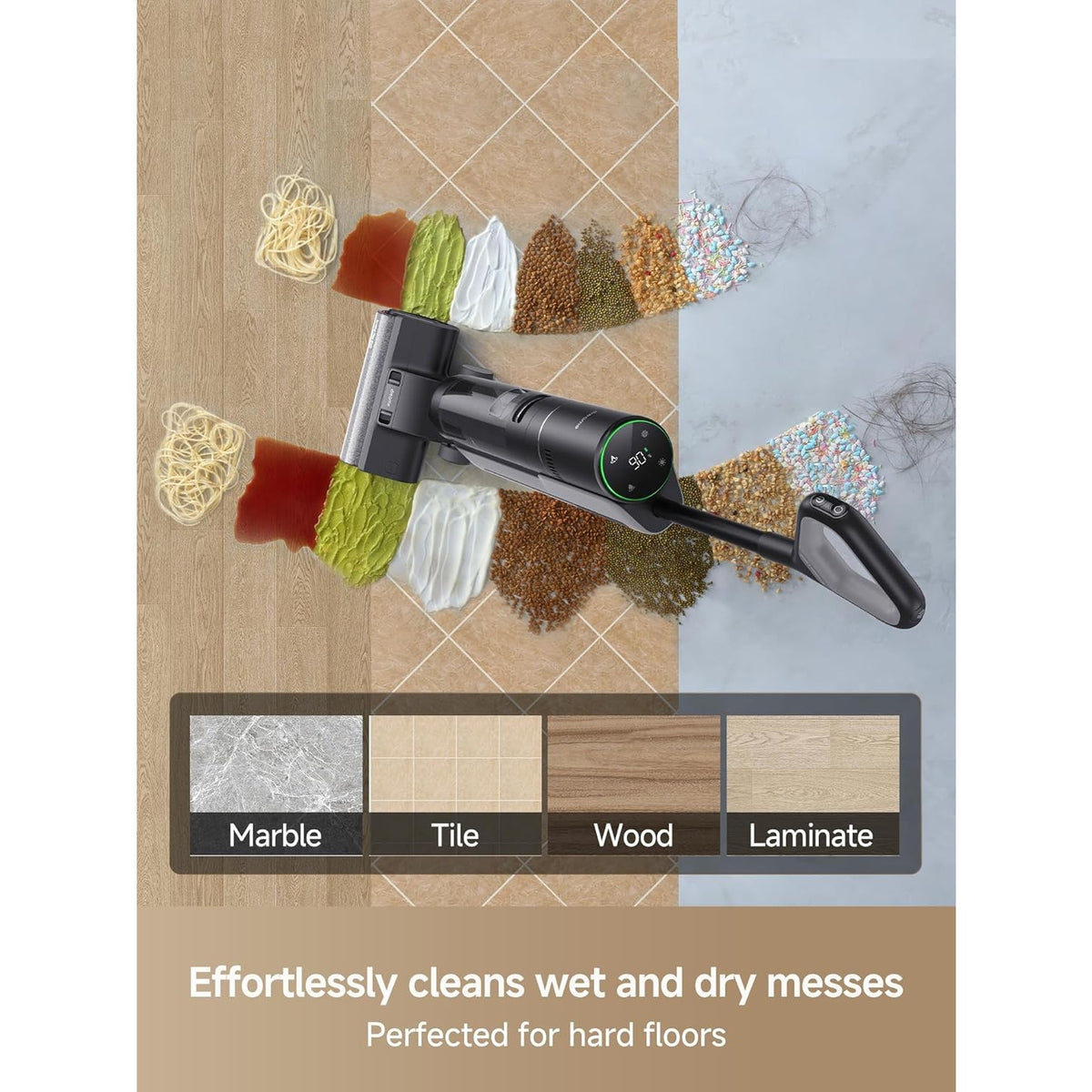 Refurbished Dreame H12 Pro Wet Dry Vacuum Cleaner, Hard Floor Vacuum and Mop Combo, Smart Mess Detection, Strong Suction for Wet & Dry Spills, 35-Min Runtime, 30.43oz Water Tank, Hot Air Self-Cleaning, Edge-to-Edge Corner Cleaning, Anti-Tangle Brush