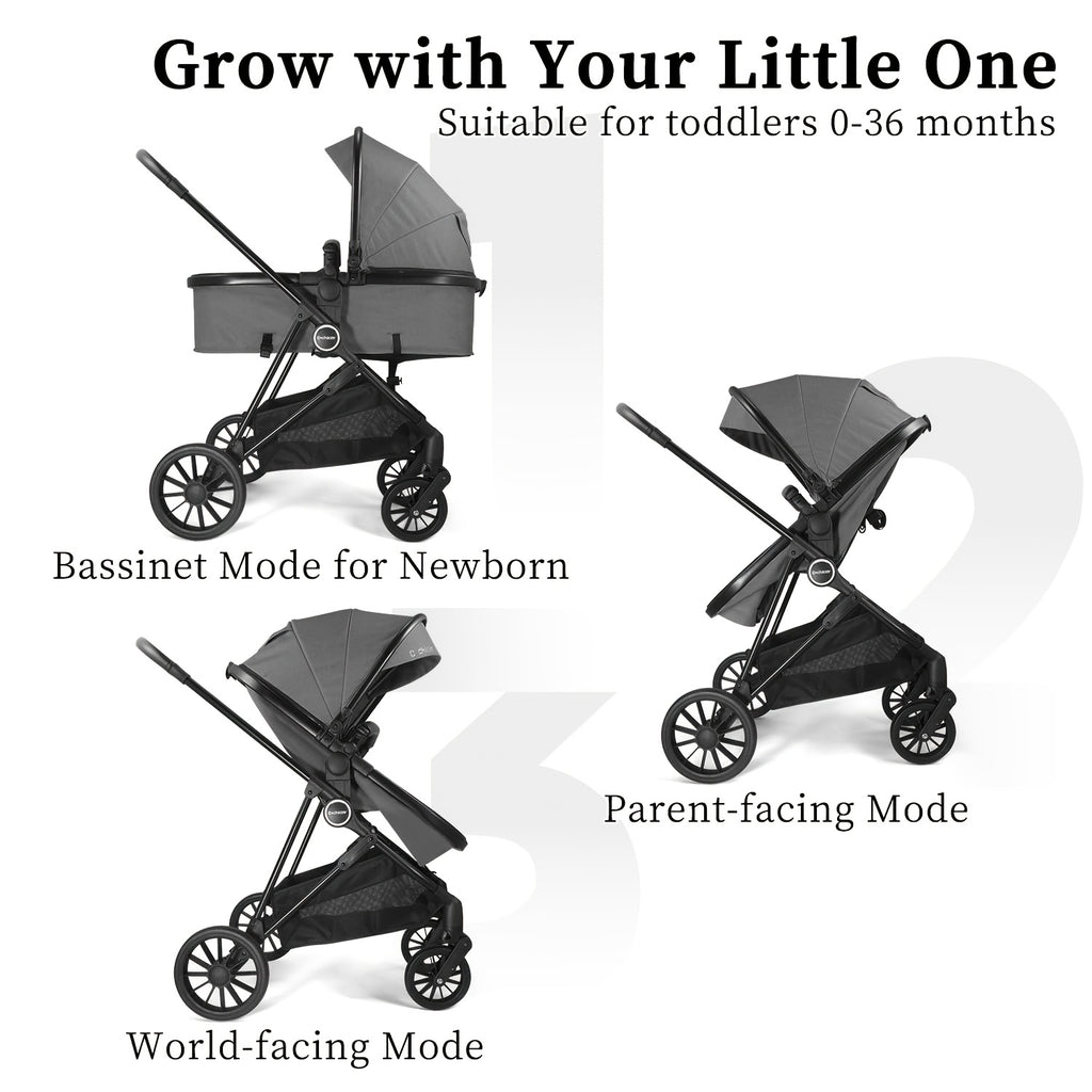 Cochildor 2-In-1 Convertible Foldable Infant Baby Stroller with Reversible Seat And Large Canopy, Mult Position Recline, Canopy with Pop Out Sun Visor And More Umbrella Stroller for Travel, Extra Storage, Spacious Seat, Removable Footmuff