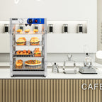 5-Tier Food Warmer Pizza Warmer Countertop, Food Warmer Display Pretzel Warmer with LED Lighting Removable Shelves Glass Door, Pastry Display Case for Buffet Restaurant Cafe, 110V 800W