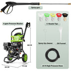 MAX 4400PSI 4GPM 209CC Commercial Gas Pressure Washer, 7.0 HP Professional Gas Power Washer with 5 Nozzles 25ft Hose 16.91oz Foam Bottle for Car Fence Driveway Yard (EPA/CARB/ETL Compliant)