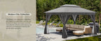 Outdoor Gazebo 10x13 ft by KAMEROUT with Double Roof and Mesh Privacy Screens for Backyard Gatherings