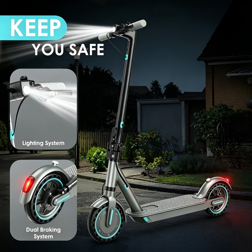 Foldable Adult Electric Scooter, 350W Motor, 8.5 Inch Solid Tires, 15-20 Miles Long Range, Dual Braking LED Display Commuter E Scooter