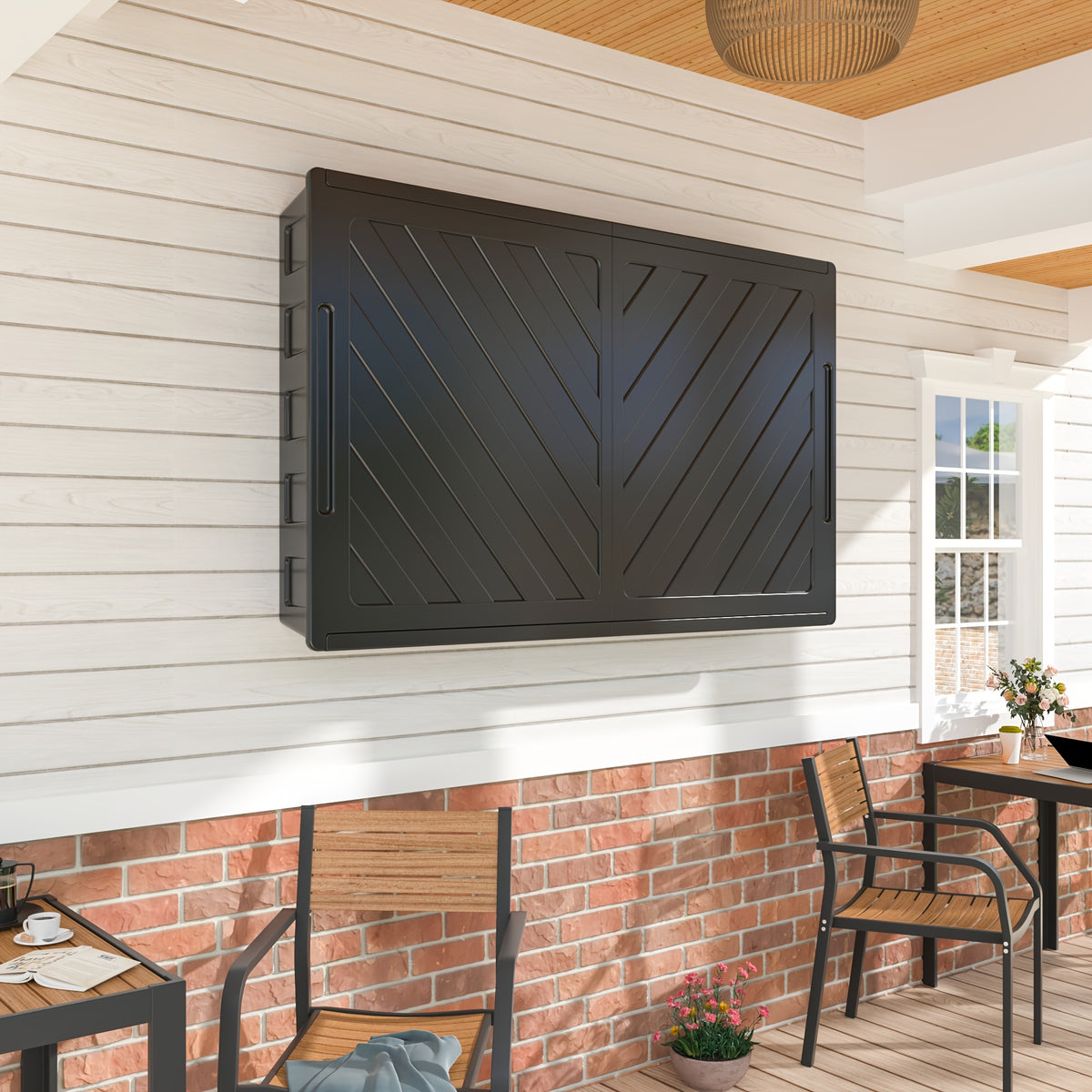 Outdoor TV Cover 55 Inch Weatherproof, Hard Outdoor TV Enclosure with Frosted Plastic, Adjustable TV Wall Mount Bracket Included(36-55inch)