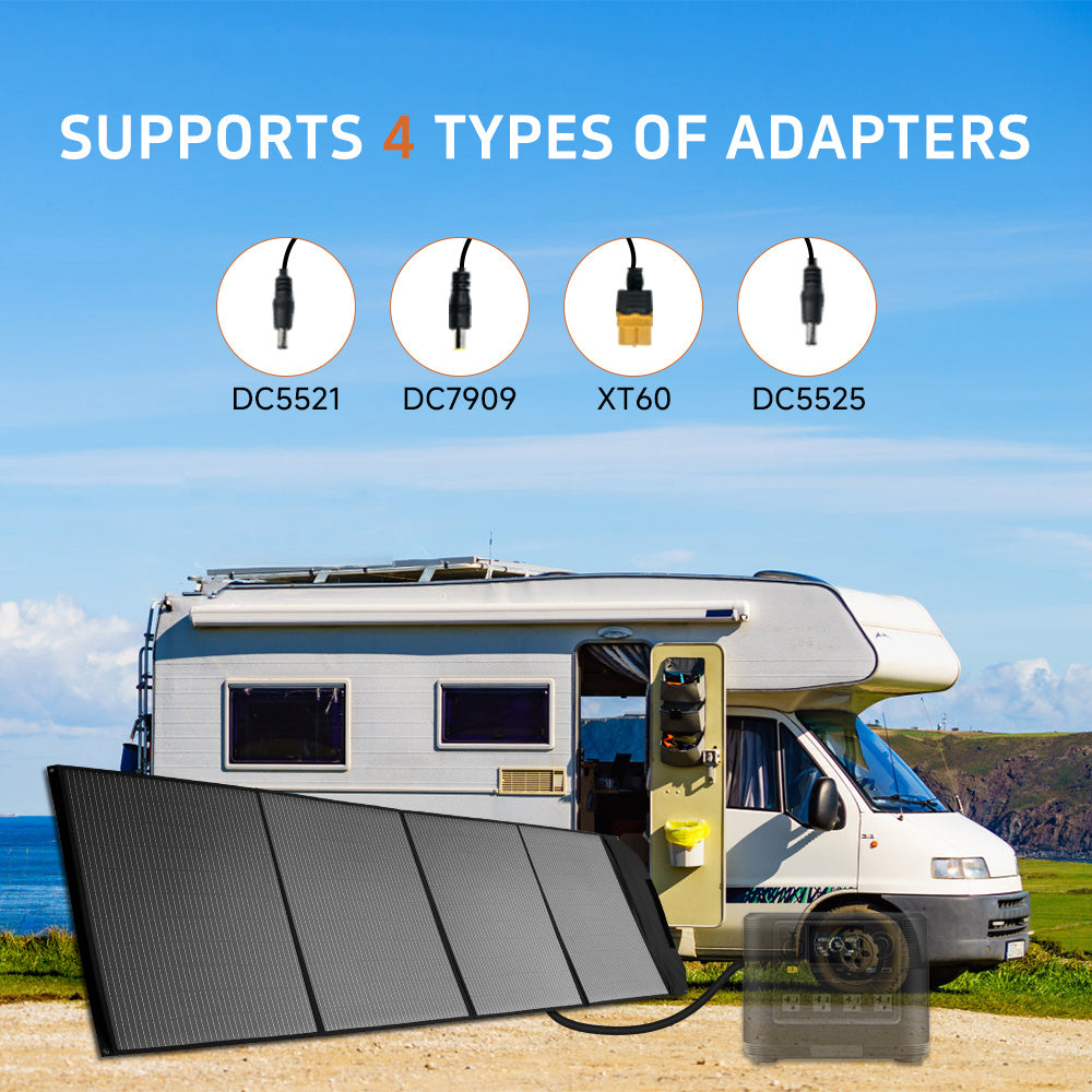 400W Foldable Solar Panel Kit — Adjustable Rack for RV Travel, Van Life, Camping and Emergency Power